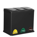 Miniatyrbillede 1 af 7: Rootz skraldespand - 24 L - 3-i-1 - Pedalspand - Affaldsadskillelse - Stål - Indvendig beholder - Sort - 46,5 x 29,5 x (40,5-65) cm