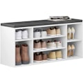 Miniatyrbillede 1 af 6: Rootz skostativ med sæde - Entrébænk - Skoorganisator - Rigelig opbevaring, komfortabel pude, nem vedligeholdelse - 103,5 cm x 48 cm x 30 cm