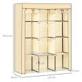 Miniatyrbild 3 av 6: Rootz tygskåp - Garderobsförvaringslösning - 8 hyllor - 2 klädskenor - Non-woven tyg - Plast - Beige - 125L x 43W x 162,5H cm