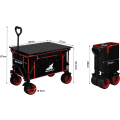 Miniatyrbillede 4 af 9: Rootz foldbar håndvogn med bordplade - Bærbar hjælpevogn - Udendørsvogn - Alsidigt 2-i-1-design - Terrænhjul - Holdbar konstruktion - 92 cm x 97 cm x