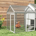 Miniatyrbild 4 av 6: Rootz Chicken Coop - Smådjurshus - 2 utomhusinhägnader - 1 häckningslåda - 2 ramper - Asfalttak - Väderbeständig - Grå - 247 cm x 125 cm x 113,5 cm