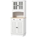 Miniatyrbillede 1 af 11: Rootz Kitchen Cabinet med glasdøre - Opbevaring af opvask - Spisestueskab - rigelig opbevaring - 68 x 39,5 x 170 cm, hvidbrun