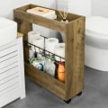 Miniatyrbillede 5 af 6: Rootz toiletpapirrulleholder til badeværelse - smal badeværelseshylde på hjul - 3 etagers mobil opbevaringshyldestativ