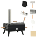 Pikkukuva 1 / 6: Rootz-pizzauuni - Puulämmitteinen uuni - 1 pizzakuori - Säänkestävä - 1 pizzakivi - Liukumattomat matot - Ruostumaton teräs - Musta - 81 x 40 x 72 cm