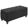Pikkukuva 10 / 10: Rootz-sänkypenkki - Ottomaanien säilytyspenkki - Makuuhuoneen kalusteet - Vintage Glamour - 100cm x 40cm x 44cm - Musta polyesteri - Kumipuujalat