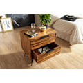 Miniatyrbillede 4 af 7: Rootz 60 x 60 x 40 cm Sheesham sidebord - Design natbord boxmadrasser - Sengebord med skuffer - Sideskab med opbevaringsplads - Natbord højt