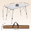 Miniatyrbild 3 av 8: Rootz campingbord i aluminium - Bärbart fällbart bord - Justerbart utomhusbord - Robust, väderbeständig, lätt - 68,5 cm x 59-78,5 cm x 120 cm