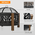 Miniatyrbillede 9 af 11: Rootz 2-i-1 Ildsted - Ildsted med gnistbeskyttelse - Ildsted med grillmad - Grillrist - Have - BBQ - Sort/Brun - Ф78 x 60H cm