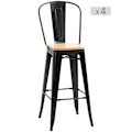 Miniatyrbillede 1 af 7: Rootz Sæt med 4 industrielle barkrakker - Højstole - Loftstil siddepladser - Ergonomisk design - 45W x 44d x 118H cm - 76 cm sædehøjde