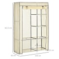 Miniatyrbillede 3 af 6: Rootz Stofgarderobe - Skab - Soveværelse - Ikke-vævet stof - Opbevaringsløsning - Plastforbindelser - 6 hylder - 1 tøj - Creme - 103L x 43W x 162,5H c