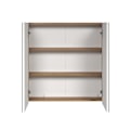 Pikkukuva 3 / 8: Rootz  Mirror Cabinet - Bathroom Storage - Reflective Unit - Scandi Style - Wall Mounted Organizer - White Matt with Artisan Oak - 69x70x15 cm