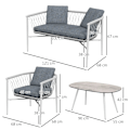 Miniatyrbillede 3 af 5: Rootz Havesæt - 4 stykker - Gyngefunktion - Sædehynder - Polyrattan - Metalramme - Grå - 68W x 68D x 67H cm