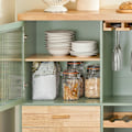 Pikkukuva 8 / 11: Rootz Keittiövaunu FKW114-GR - Keittiösaari - Senkki - Viinilasiteline - Pullohylly - Kestävä MDF & Bambu - 109cm x 92cm x 40cm