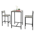 Miniatyrbillede 1 af 7: Rootz 3-delt barbordssæt - Barstole - Spisebordssæt - MDF bordplade - Robust metalstel - Ideel til køkken og have - 60 cm x 97 cm x 60 cm - Grå