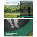 Miniatyrbillede 4 af 8: Rootz 10ft trampolin med sikkerhedsnet - Sort-grøn - Galvaniseret stålramme - PVC-kantdæksel - PP hoppemåtte - 244 cm x 239 cm - 180 cm stanghøjde - 8