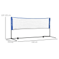 Miniatyrbillede 3 af 7: Rootz Badmintonnet med stativ - Højdejusterbar - Foldbar - Med bæretaske - Oxford Polyester - Sort + Blå - 310L x 103W x 107-155H cm