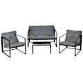 Miniatyrbillede 10 af 10: Rootz 4-delt havemøbelsæt - Udendørs terrassesæt - Vejrbestandig - Holdbar stålramme - Komfortable puder - 114 cm x 70 cm x 67 cm - Grå + Sort