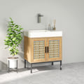 Miniatyrbillede 9 af 10: Rootz badeværelse skab - Boho Design - Sink Storage Unit - Rattan Elements - Passer under vask - Brun - 60x39x60 cm