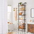 Miniatyrbillede 6 af 8: Rootz gulvstående hylde - reol - 6 hylder - stigehylde - opbevaring til bøger, dekoration, soveværelse, stue, kontor - 60 x 30 x 204,8 cm