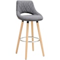 Miniatyrbillede 1 af 8: Rootz Scandinavian Barstol - Træskammel - Linnedsæde - Ergonomisk design - 91cm x 43cm x 43cm