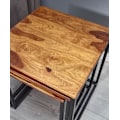 Miniatyrbillede 2 af 7: Rootz redeborde sæt med 3 Sheesham massivt træ - metal sidebord firkantet moderne - Design sofabord 3 dele - Stueborde sparer plads - Træbord redebord
