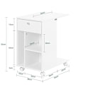 Miniatyrbillede 4 af 8: Rootz Bedside Table - Nightbord - Serveringsvogn - Rumbesparende design - MDF -materiale - 36x62x50cm - jernbane til tablet
