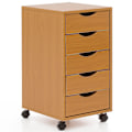 Miniatyrbild 7 av 7: Rootz rullcontainer 33 x 68 x 38 cm MDF trä 5 lådor sonoma - Modern lådcontainer med hjul - Stativcontainer kontorscontainer