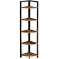 Miniatyrbillede 1 af 9: Rootz Hjørneskab - Reol - Hylde - Metal - Forarbejdet træ - Brun - Sort - 30 x 30 x 150 cm