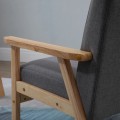 Miniatyrbillede 5 af 6: Rootz Lænestol i Scandi Design - Accent Stol - Massivt træ - Linnedlook - Grå + Natur - 64 cm x 70 cm x 72 cm
