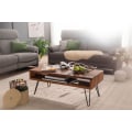 Miniatyrbild 5 av 7: Rootz soffbord 100x40x50 cm Sheesham massivt trä - metall soffbord - Design soffbord rektangulärt Solid soffbord - Stort bord vardagsrum
