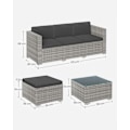Miniatyrbillede 7 af 8: Rootz 4-delt udendørs møbelsæt - Havesæt - Rattan sofa - Patio Lounge - PE polyethylen materiale - VFT puder - 173cm x 60cm x 66cm