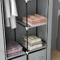 Miniatyrbillede 6 af 8: Rootz Garderobe - Stofskab - 1 Tøjstang - 2 Skuffer - Skydeskuffer - Ikke-vævet stof - Grå - 83 x 42,5 x 162,5 cm