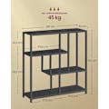 Miniatyrbillede 4 af 7: Rootz reol med 4 hylder - Ibenholtsort - Blæksort - Spånplade og stålmateriale - 30 cm x 100 cm x 103 cm - Letvægts - Robust