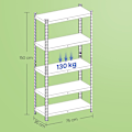 Miniatyrbillede 5 af 5: Rootz Stand Shelf - Boghylde - Lagerhylde - Robust stålramme - 30 cm x 75 cm x 150 cm