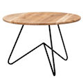 Miniatyrbillede 1 af 4: Rootz sofabord 60x39,5x60 cm akacie massivt træ - metal sofabord - Design stuebord rundt - Massivt sofabord - Lille bord stue