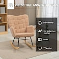 Miniatyrbillede 4 af 9: Rootz Retro gyngestol i massivt træ - Hvilestol - Afslapningsstol - Elegant design - Buede træløbere - Tyk polstring - 92 cm x 71 cm x 101 cm - Brun