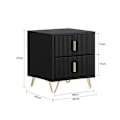 Miniatyrbillede 5 af 9: Rootz Moderne sengebord med 2 skuffer - Sofabord - Sidebord - Ridsefaste gulvbeskyttere - Elegant sort og guld design - Nem montering - 40cm x 47cm x