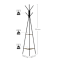 Miniatyrbillede 3 af 7: Rootz Knageholder - Knagerække - Knagetræ - Knageholder i træform - Stående knagerække - Spånplade/stål - Greige Sort - 49,5 x 49,5 x 179 cm