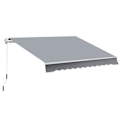 Miniatyrbillede 6 af 6: Rootz Markise - Solafskærmning - Indtrækkelig - Med håndsving - Metalramme - Polyester - Grå + Hvid - 3,95 x 2,45 x 3,50 m