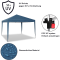 Miniatyrbillede 5 af 9: Rootz Gazebo Pop-Up telt - Vandtæt Pagoda - Solbeskyttelsesoverdækning - Robust og stabil, UV- og regnbestandig, Nem opsætning - 3 x 3 m Blå