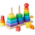 Pikkukuva 3 / 6: Muotoja lajitteltavaksi ja järjestettäväksi - MELISSA & DOUG - 3-in-1 pinoaja - 25 osaa - Sekä tytöille että pojille Flerfärgad
