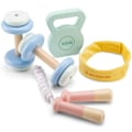 Miniatyrbild 1 av 2: Fitnessset i trä - New Classic Toys - 3 år - 2 hantlar - Kettlebell - Hopprep Vit