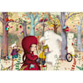 Miniatyrbild 1 av 4: Handgjort träpussel 24 bitar: Möte i skogen Unik Unik färg Enfärgad