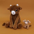 Pikkukuva 3 / 6: Pehmolelu - Les Déglingos - Hindou - Ruskea äidin lehmä - Piilotettu vauva - 24 cm kastanj