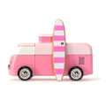 Miniatyrbild 1 av 6: Miniatyrbil - Candylab - VW Beach Bus rosa - Magnettak för camping - Surfbräda - 3 år och uppåt Rosa