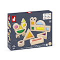 Miniatyrbild 5 av 5: Sensoriskt spel - Janod - Genomskinliga sensoriska block - 18 delar - 12 geometriska former - 6 tryckta block Beige