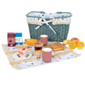 Miniatyrbild 2 av 6: Flätad picknickkorg träleksak frukt grönsaksdinett för barn Från 3 år Blå