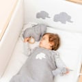 Miniatyrbild 3 av 3: Tembo stickad sovsäck - NATTOU - 70 x 43 cm - 0 till 6 månader - 70% bomull 30% polyester Grå och vit