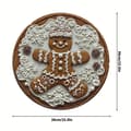 Rund julebrikke i lin med rysjer, trykt feriebrikke til hjemmeservering og juledekorasjon Gingerbread Man