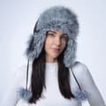 Russisk Ushanka-stil faux fur jægerhat til kvinder, varm øreklap skihat til vinter. silver